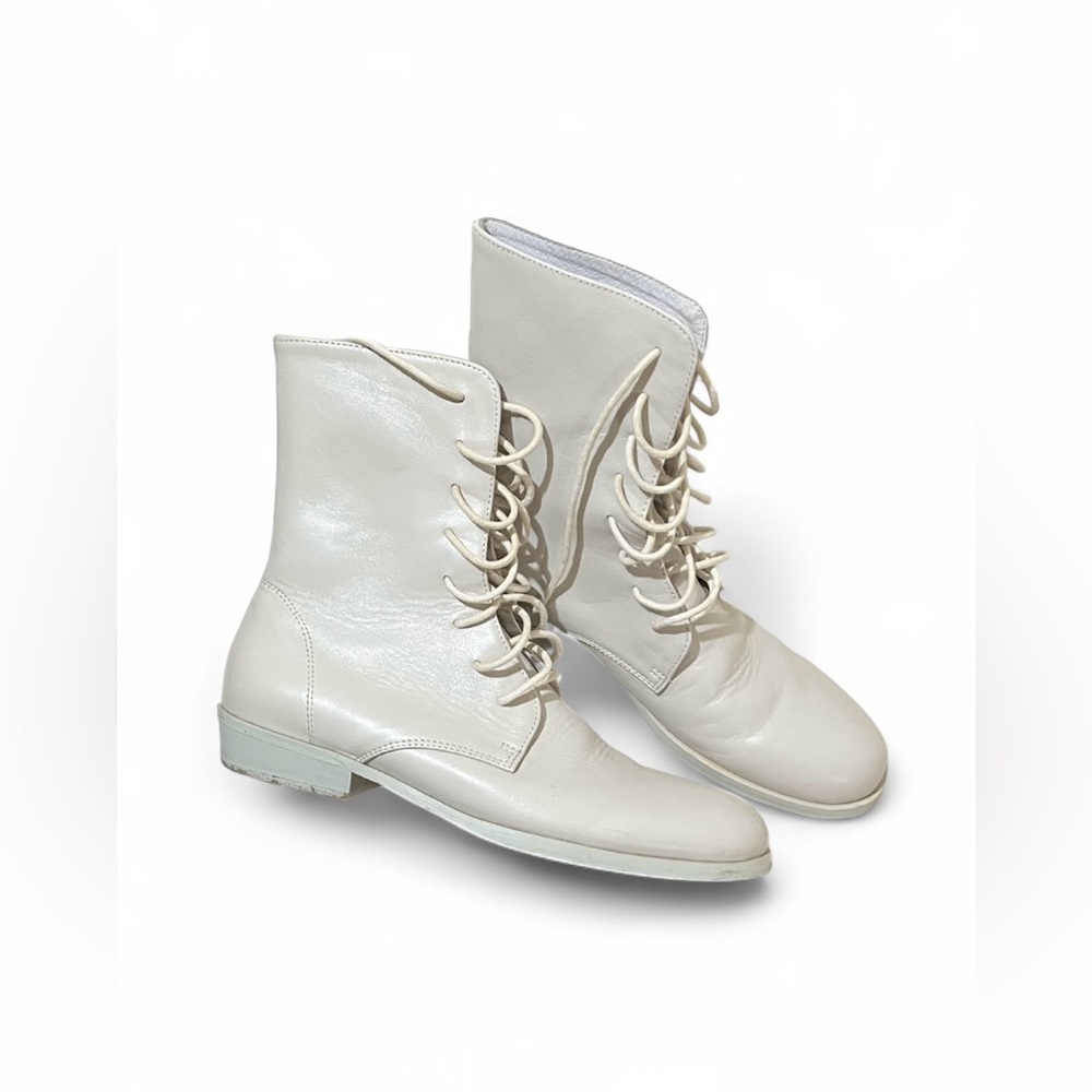Elegant White Lace-Up Boots